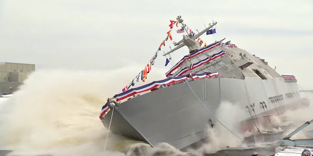 Watch a Newly-Christened Navy Ship Make Its First Triumphant Splash