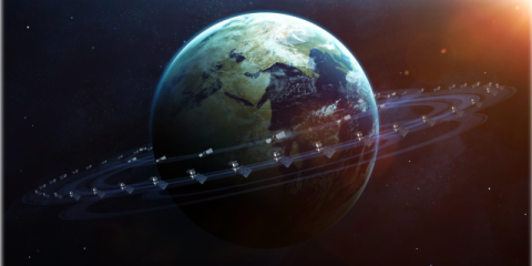 An artist's rendering of what the Space Belt system would look like at peak efficiency.