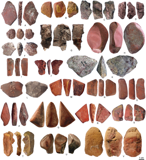 Pieces of ochre found in Porc-Epic.