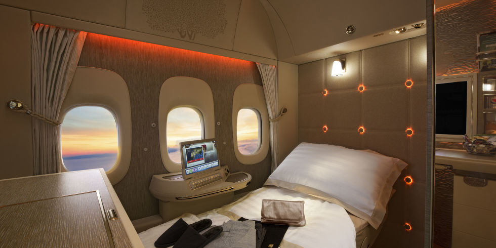 The Emirates suite awaiting slumber.