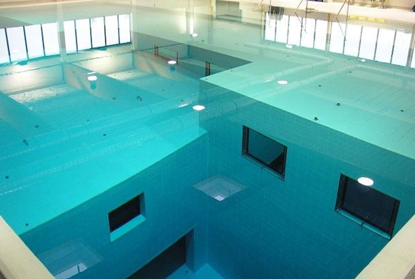 Where: Brussels, Belgium<br /><br />
Formerly the world's deepest pool (until San Alfonso Del Mar stole that title in 2007), Nemo 33 remains the deepest indoor pool at 108 ft. Using highly filtered spring water at 96 degrees Fahrenheit, the pool is home to diving instruction, recreational use and film production. Divers can explore the system of underwater caves, and because Nemo 33 stays a constant warm temperature, they don't even need wetsuits.<br /><br />