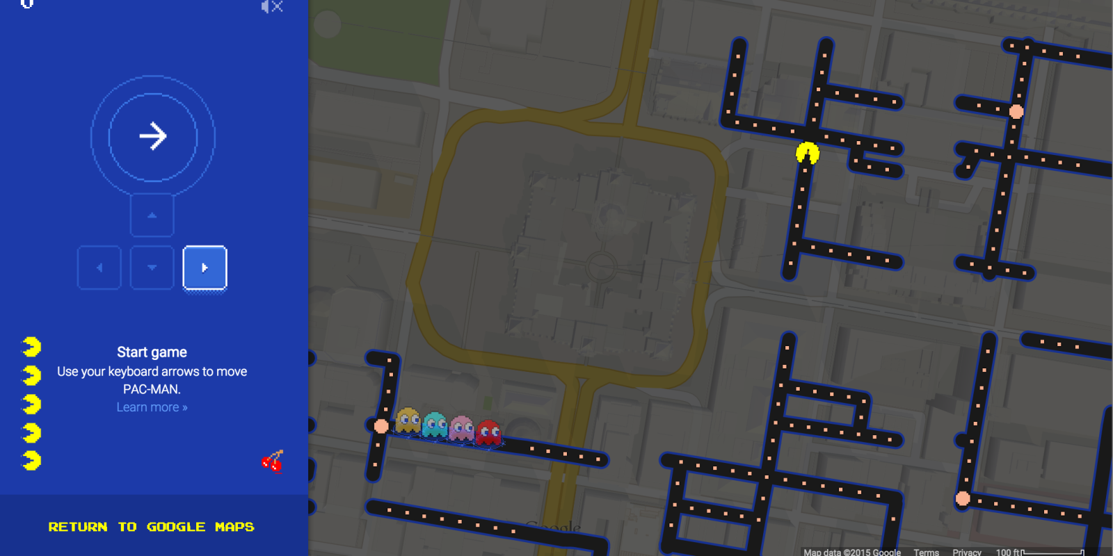 Pac Man Map Pac Man Invades The Streets Of Google Maps VG247